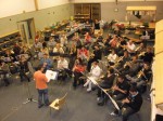 Letzte Probe im Turnsaal vor der Konzertmusikbewertung in Viehdorf