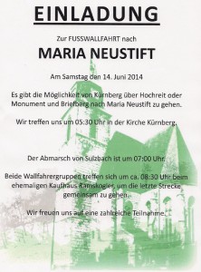 Fußwallfahrt nach Maria Neustift am 14.6.2014