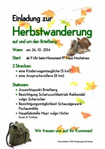 Plakat Herbstwandertag Briefberg am 26.10.2014