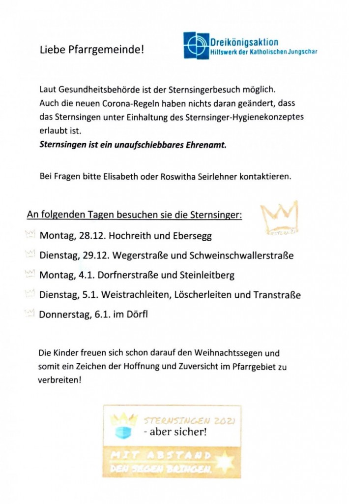 Sternsingen Info 20211