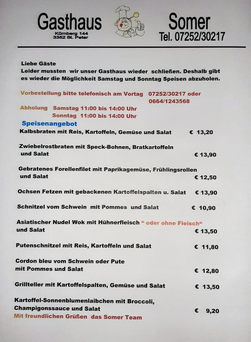 Abholkarte Gasthaus Somer