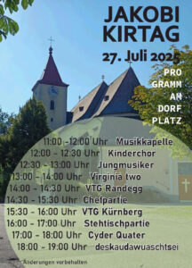 Programm beim Jakobikirtag am Dorfplatz