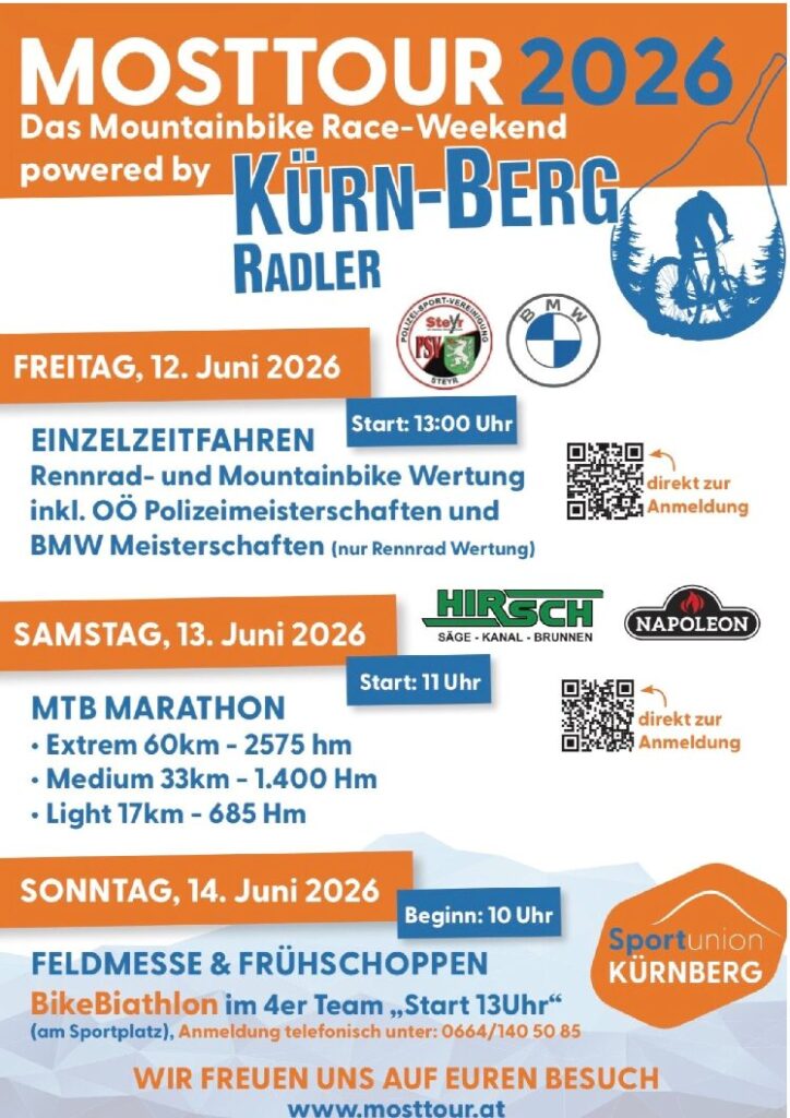 12. Juni 2026 Einzelzeitfahren Start 13 Uhr; 
13. Juni 2026 MTB Marathon Start 11 Uhr;
14 Juni 2026 Feldmesse und Frühschoppen ab 10 Uhr; Start um 13 Uhr zum Bike Biatholon im 4er Team;